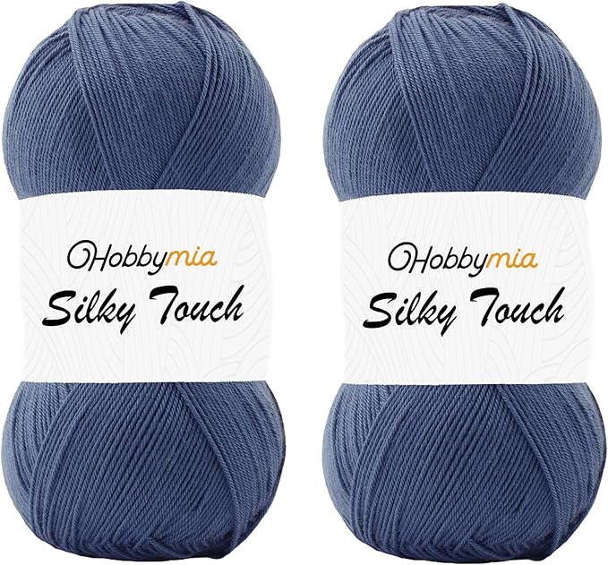 Silky Touch Acrylic Yarn - Soft Sport Weight Yarn for Crochet & Knitting - 100g / 383yds - 100% Microfiber Acrylic - Lightweight Fine Smooth Yarn(Blue - Azurite Stone, 2 Skeins)