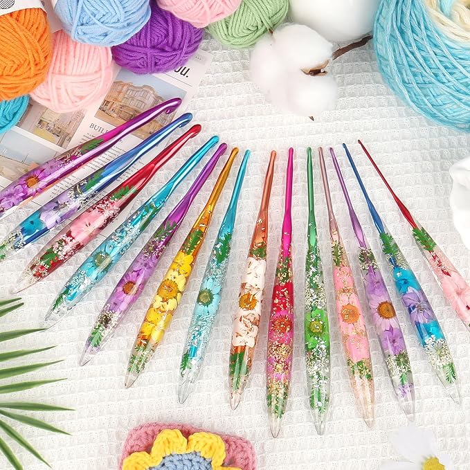 Coopay Crochet Hooks, 6.5mm Ergonomic Crochet Hook with Floral Plastic Grips, Stylish and Unique, Ideal for Crocheting Blankets, Dolls, Shawls, Hats, Scarves (K-6.5mm)