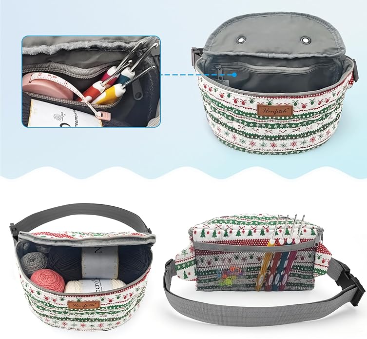 Yarn Crossbody Waist bag Small Yarn Storage Organizer for Yarn Skeins-Organizer for Crochet Hooks and Accessories