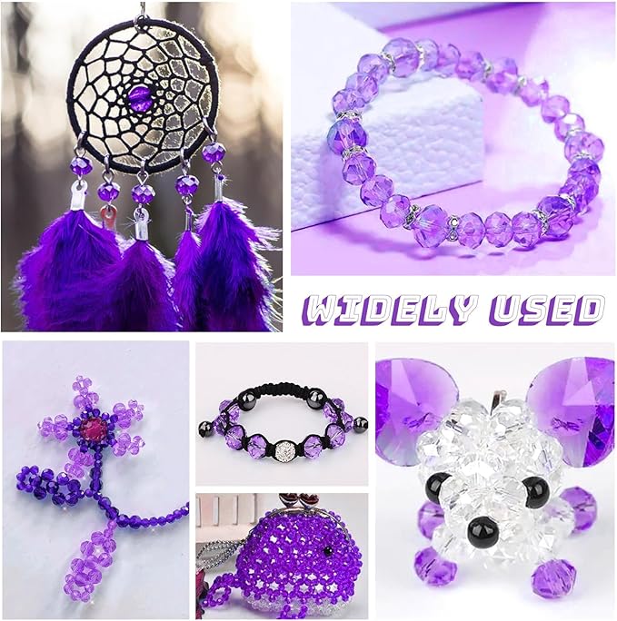 1000Pcs Glass Beads for Jewelry Making Crystal Beads for Bracelet Craft Necklace Earring Making Assorted Color 5 Style/Crackle Round/Briolette Faceted/Bicone/Cube/Four-Leaf Clover / 4 Size