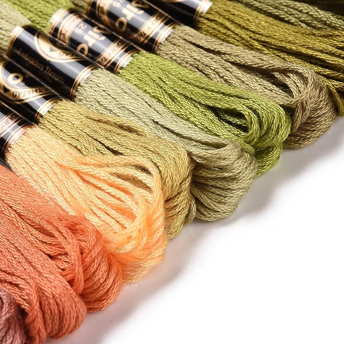 FASHEWELRY 105 Yards Crewel Cross Stitch Floss for Jewelry Making, 1mm Polyester Embroidery Floss Thread Embroidery Thread Bulk for Bracelet Knitting Stitch Supply (Autumn Color)