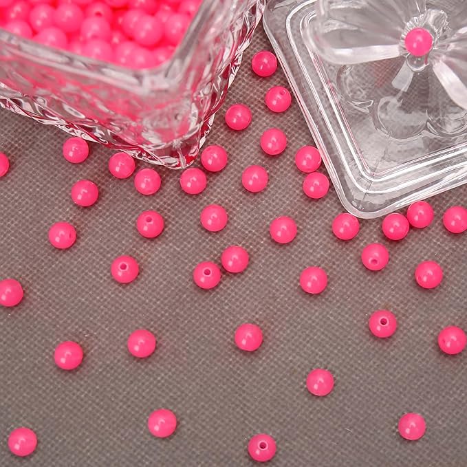 bonny boxx 1000pcs 6mm jelly rose acrylic round beads, smooth transparent acrylic balls, plastic resin gumball bubblegum chunky beads for necklace & bracelet making, crafting supplies