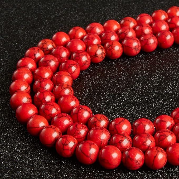 100pcs 6mm red turquoise beads natural gemstone beads round loose beads for jewelry making