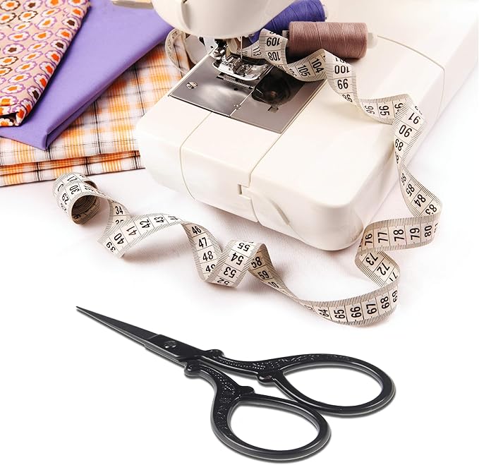 Small 3.6inch Scissors Embroidery Sewing Crochet Cross Stitch Knitting Scissors Sharp Craft Scissor with Leather Scissor Cover for Needlework Manual Sewing Handicrafts Tool