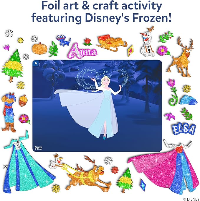 skillmatics foil fun - disney frozen, mess-free art, craft kits & supplies, diy creative activity, travel toys, valentine’s day gifts for fans of elsa, anna, olaff, girls, boys, ages 4, 5, 6, 7, 8, 9