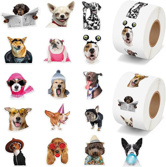 h1vojoxo funny dog stickers rolls - 1000pcs cute dog stickers for kids 16 designs waterproof dogs stickers for water bottles dog lovers laptop scrapbook crafts envelopes gifts cute animal stickers