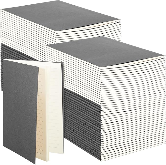 mimorou 100 pcs journals notebooks bulk - kraft softcover a5 small notebooks 5.5 inch x 8.3 inch notepads with 60 page 30 sheet for writing sketch travel office supplies(grey,lined)