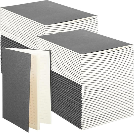 mimorou 100 pcs journals notebooks bulk - kraft softcover a5 small notebooks 5.5 inch x 8.3 inch notepads with 60 page 30 sheet for writing sketch travel office supplies(grey,lined)