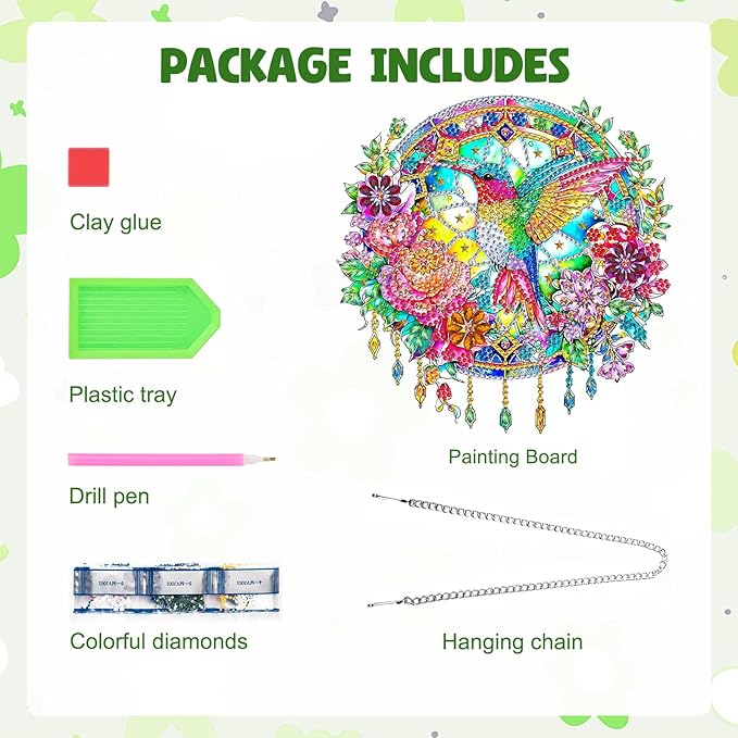 MAXBYE Hanging Diamond Art Kits for Adults Hummingbird, Special Crystal Double Sided Pendant DIY Diamond Art Painting Kits for Beginners Gift Wall Home Decoration