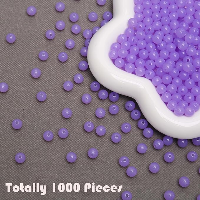 bonny boxx 1000pcs 6mm jelly light purple acrylic round beads, smooth transparent acrylic balls, plastic resin gumball bubblegum chunky beads for necklace & bracelet making, crafting supplies