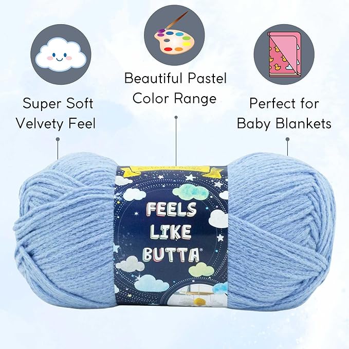 Lion Brand Feels Like Butta Periwinkle 215-145 (6-Skeins - Same Dye Lot) Worsted Medium #4 Polyester Yarn for Crocheting and Knitting with Project Bag