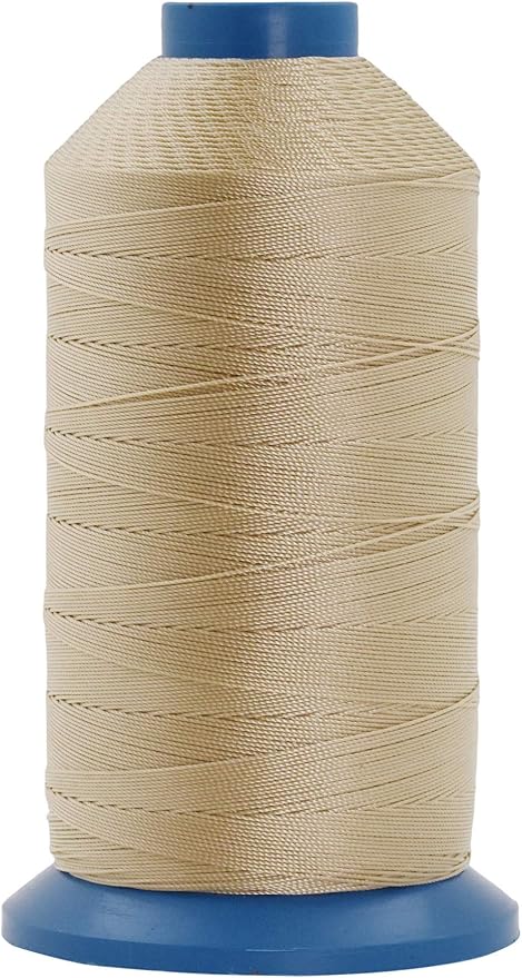 Mandala Crafts Size 138 420D T135 Bonded Nylon Thread - Tan 1250 YDs Tex 135 Heavy Duty Sewing Threads for Leather, Jeans, Weaving, Outdoor Marine Upholstery