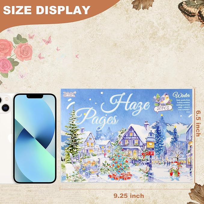 PET Winter Landscape Stickers 20 Sheets 150 Pre-Cut Stickers for Scrapbooking Scrapbook Supplies Transparent Sticker for journaling