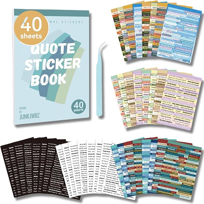 Junk Journal Supplies Kit - 40 Sheets Quote & Affirmation Stickers for Scrapbooking | Vintage Ephemera Decor, Vision Board Essentials | Card Making, Bullet Journal Embellishments for Adults Teens