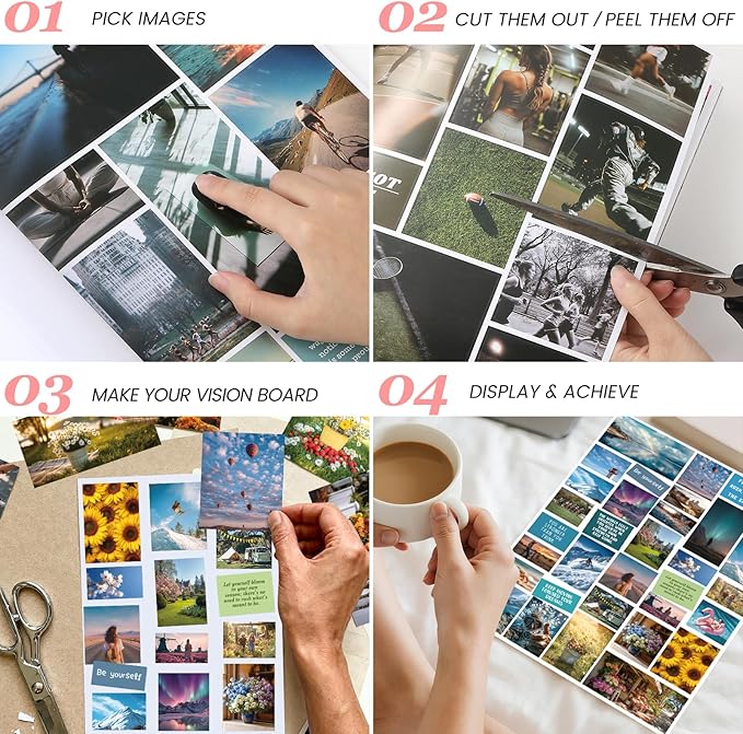 Sawnfay Vision Board Book - 2026 Vision Board Sticker Book, with Motivational Images & Quotes, Vision Board Kit & Supplies for Women