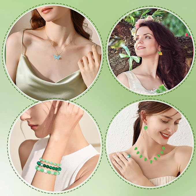 4020pcs Green Glass Beads Kit, Plant Beaded Crystal Glass Leaf Bead for Succulent Plant Making and DIY Crafts