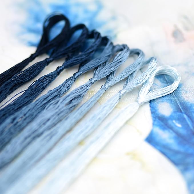 Natural Silk Thread for Hand Embroidery, Premium Handmade Embroidery Silk Floss, 8 Assorted Colors, 110m Each, Perfect for Cross Stitch & Needlework Projects（13）