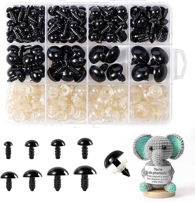 XKDOUS 6-18 mm, 8 Sizes Safety Eyes for Crocheting, Crochet Eyes for amigurumi, Stuffed Animal Doll Eyes for DIY Crafts
