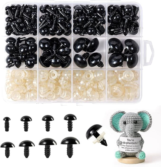 XKDOUS 6-18 mm, 8 Sizes Safety Eyes for Crocheting, Crochet Eyes for amigurumi, Stuffed Animal Doll Eyes for DIY Crafts