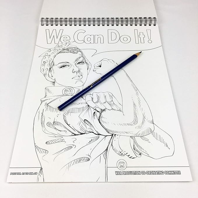 America Adult Coloring Book - 50 Hand Drawn American Designs Printed on Artist Paper, Thick Covers, Top Spiral Bound, Perforated Pages, and Blotter Page by USA Flag Co.