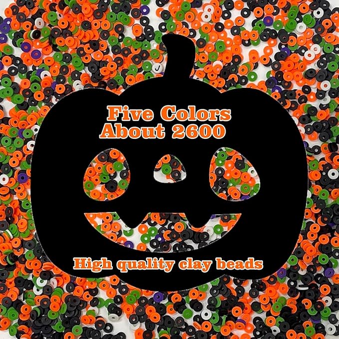 2100+pcs Halloween Polymer Clay Beads Charms Friendship Bracelet Necklace Earring Jewelry Making kit, Accessories for Arts Crafts DIY Gifts for Women Girls (Halloween Style 1 (2100PCS))