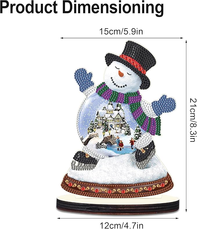 MVVMTOP Christmas Diamond Art Tabletop Decoration, DIY Snowman, Diamond Art 5D Special Shape Crystal Diamond Partial Diamond Art Painting Mosaic Handicraft, Home Office Tabletop Decor Gift