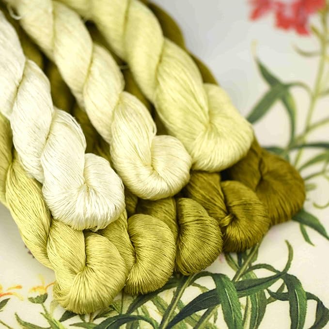 Natural 100% Silk Thread, Handmade Embroidery Thread Silk Floss 8 Colors 110m Each (72)