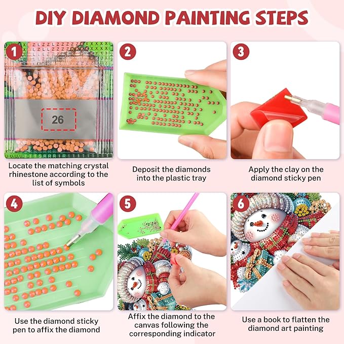 Bowetile Christmas Diamond Art Hanging Kits for Adults, Snowman Diamond Art Suncatchers, 5D Special Shape Diamond Painting Pendant Window Ornament Christmas Gifts for Home Door Wall Decor