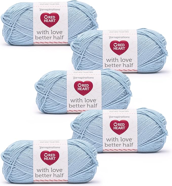 Red Heart with Love Better Half Hydrangea Yarn - 5 Pack of 100g/3.5oz - 50% Acrylic 50% Cotton - #4 Worsted (Medium) - 174 Yards - Knitting/Crochet