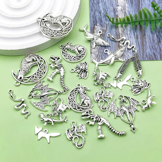 Sailanzi 48pcs antique silver novel animal set Pendant Jewelry Making DIY Keychain Earrings Pendant Various Design Charms for Jewelry Making Bracelets Necklace (SN1063)