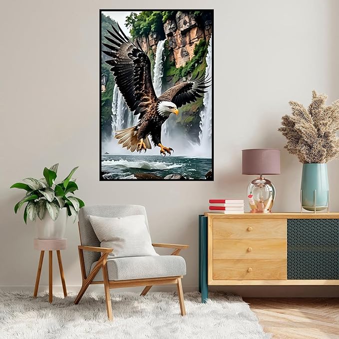 Axquilon Framed Paint by Numbers Kit for Adults-Eagle Adult Paint by Number Kits with Easel, Easy Adults' Paint-by-Number Kits Oil Painting for Gift Home Wall Decor 8x12in