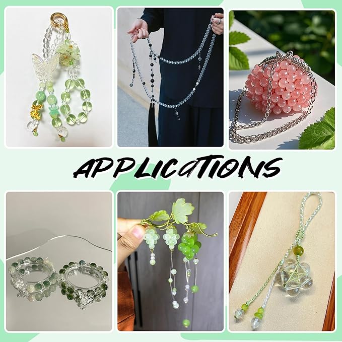 Tunmiok Glass Beads for Jewelry Making Kit with Metal Charms & Crystal String - Includes Spacers, Flower Holders - Bracelet kit, Necklace, Earring Set Supplies for Adults (Green)