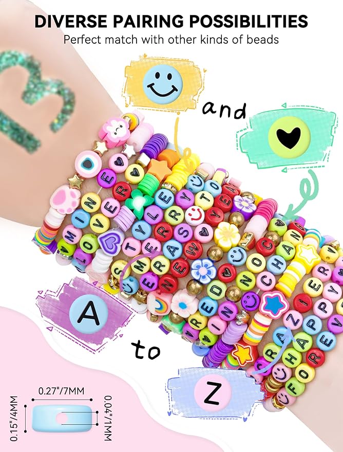 ARTDOT 1400 Pieces Letter Beads for Friendship Bracelets Making Kit, 28 Styles Assortment Jewelry Making Supplies Alphabet Beads Set with Cases Preppy Crafts Gifts