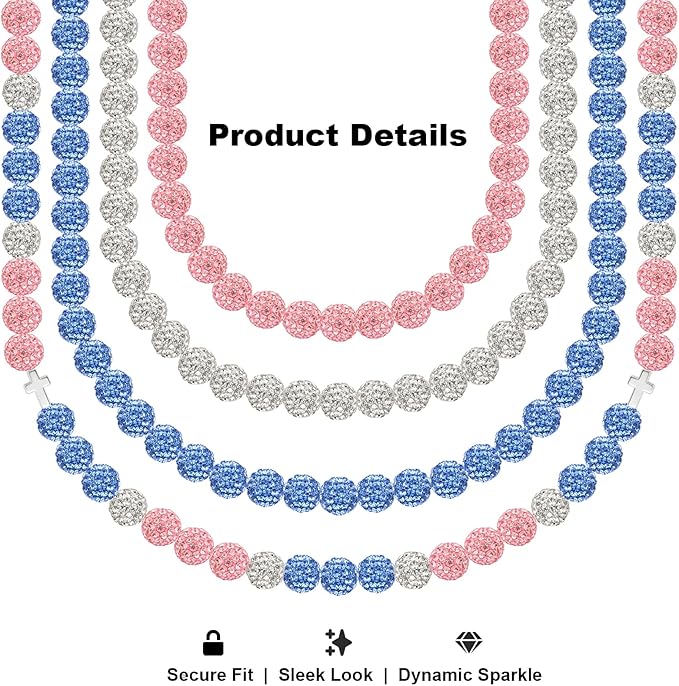 256Pcs Rhinestone Beads 10mm Kit for Jewelry Making, 3 Colors Round Disco Ball Beads Set with Cross Charms and Accessories for DIY Baseball Necklaces Bracelets Earrings Crafting