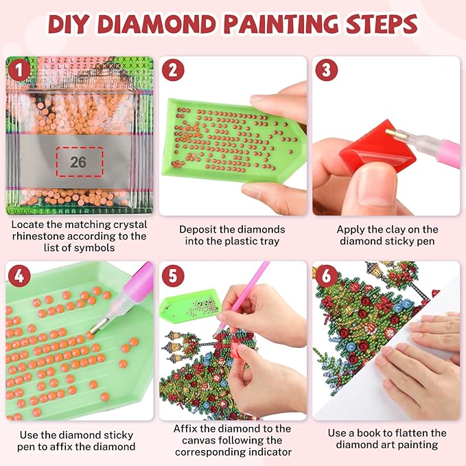 Bowetile Christmas Diamond Art Hanging Kits for Adults, Diamond Art Suncatchers Christmas Tree, 5D Special Shape Diamond Painting Pendant Window Ornament Christmas Gifts for Home Door Wall Decor