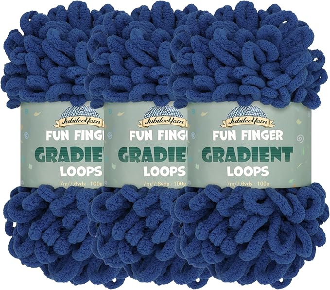JubileeYarn Fun Finger Gradient Loops Yarn - 100g/Skein Jumbo Polyester - Nox - 3 Skeins