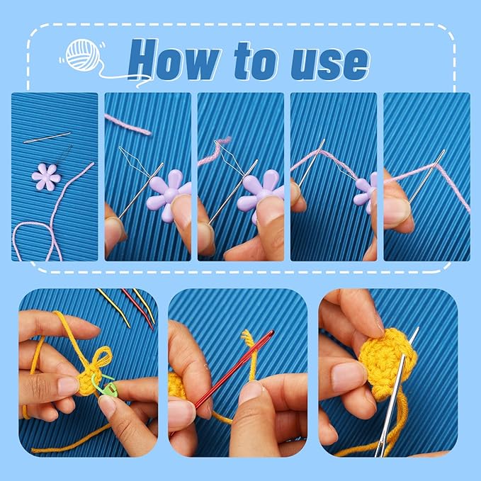UzecPk 48Pcs Yarn Needles Set, Darning Needle, Tapestry Needles for Yarn, 3 Sizes Large Big Eye Crochet Needles with 20 Stitch Markers, Storage Box, Needle Threader for Knitting Sewing Weaving