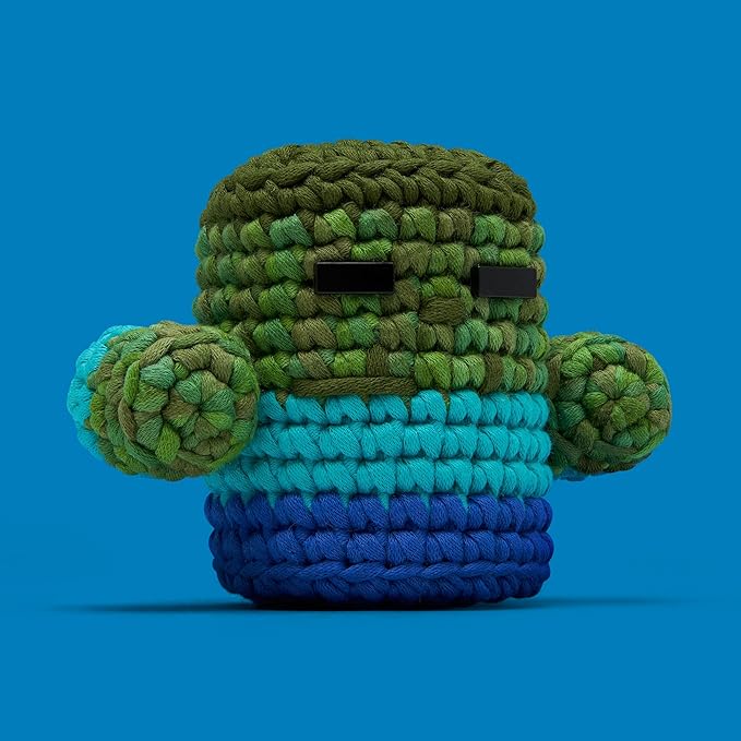 The Woobles Minecraft Crochet Kit – Beginner Crochet Kit for Adults, Easy Knitting Kit with Woobles Yarn, DIY Crafts, Crochet Animals, Minecrafts, Gift for Gamers & Crafters (Zombie)