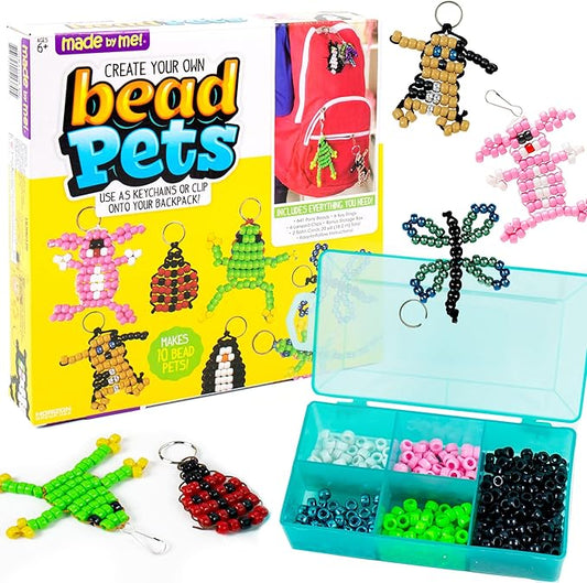 made by me create your own bead pets by horizon group usa, includes over 600 pony beads, 6 key rings, storage box & much more