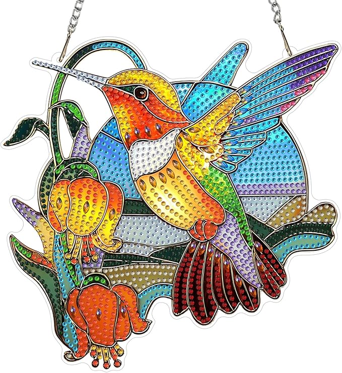 EOBROMD Diamond Hanging Art Kits for Adults Bird, Flower DIY Special Shaped Rhinestone Kits for Adults, Diamond Art Painting Suncatcher, Window Pendants Home Garden Wall Hanging Ornament