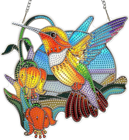 EOBROMD Diamond Hanging Art Kits for Adults Bird, Flower DIY Special Shaped Rhinestone Kits for Adults, Diamond Art Painting Suncatcher, Window Pendants Home Garden Wall Hanging Ornament