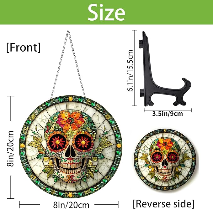 Wergund 5D DIY Skull Diamond Art Hanging Kits, Hanging Diamond Art, Acrylic Special Shaped Rhinestone, Window Hanging Pendants for Home Wall Garden Front Door Outdoor Decor Gift