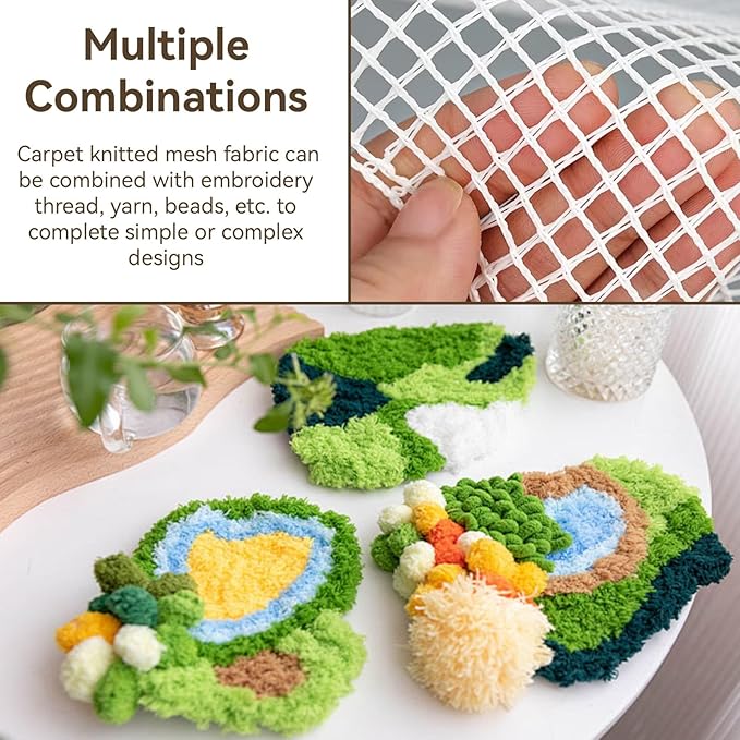Blank Rug Hooking Mesh Canvas Sheet, Woven Rugs Carpet Making Canvas Mesh Fabric Blank Rug Hooking Braiding Tool Latch Hook Cotton Canvas Sheet for Embroidery Crafts Decoration, 19.7x59 in