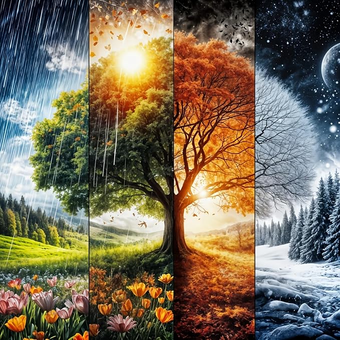 Diamond Art Kits for Adults Four Seasons Tree, DIY 5D Diamond Painting Kit for Beginners, Full Round Drill Gem Art Dots for Adults, Diamond Dots Paintings Crafts Home Wall Decor 14X14 Inch