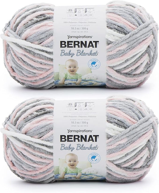 Bernat Baby Blanket Baby Grays Yarn - 2 Pack of 300g/10.5oz - Polyester - 6 Super Bulky - 220 Yards - Knitting/Crochet