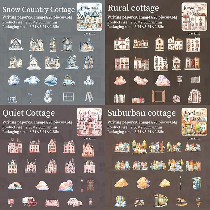 120 Pieces Exquisite Cottage Vintage Sticker Set for Scrapbooking, Junk Journal Supplies, Planner, Bujo, Collage, DIY Crafts Arts (6 Pack)
