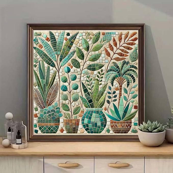 mrpwnle Diamond Art Kits for Adults, Potted Plant Diamond Painting Kits for Adults Beginners, 5D Diamonds Art Painting, DIY Full Round Drill Gem Art Kit, Gift Home Wall Decor 13.8 X 13.8Inch