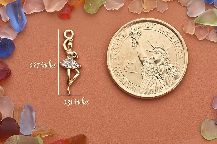Pack of 20 Rhinestone Charms Gold Plated Pendants Pave Crystal Accessories for Necklace Bracelet Jewelry Making DIY Crafting