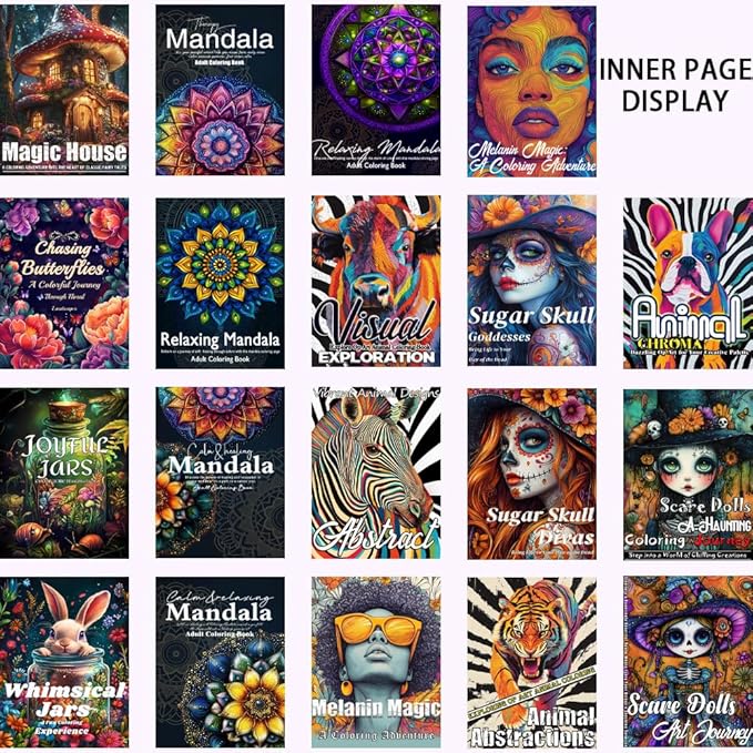 Butterfly and Mandala Color Illustrated Books for Adult, 40PCS A4 Spiral Bound Pages One Sided Design, Gifts for Adult To Boost Mood and Confidence