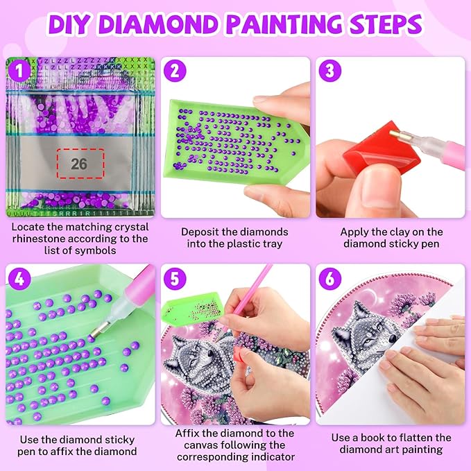 Bowetile Wolf Diamond Art Hanging Kits for Adults, 5D Special Shape Diamond Painting Flowers Pendant Kits, Gem Art Suncatchers Painting Window Ornament for Home Garden Wall Decor